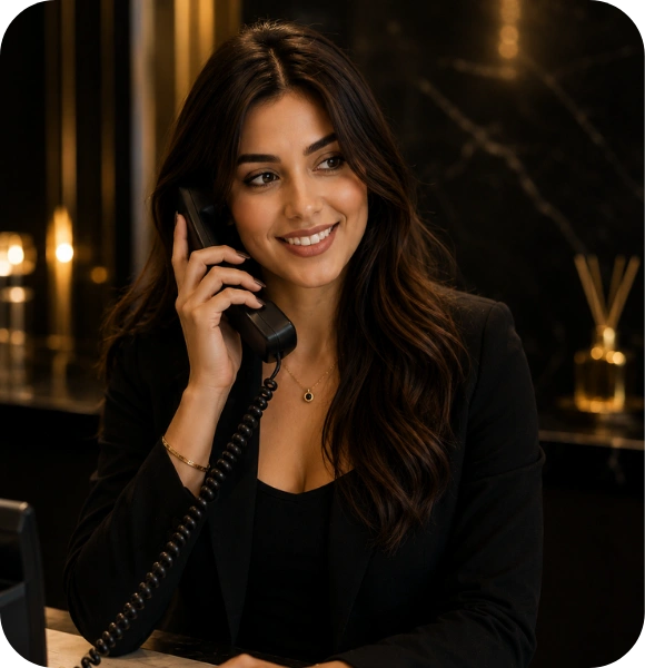 Elegant woman with phone in luxe setting